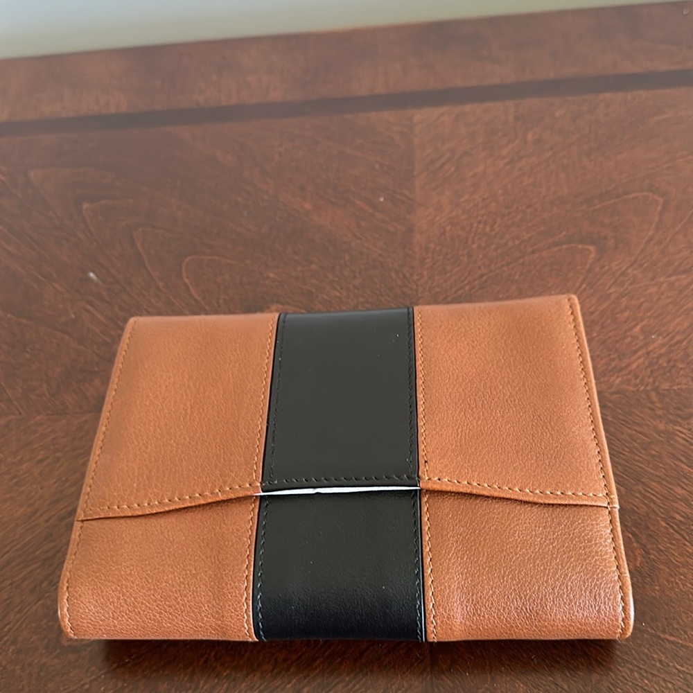 NWT Ralph Lauren Ricky Purple Label Leather Wallet Iconic Brown and Navy Color - Picture 8 of 10